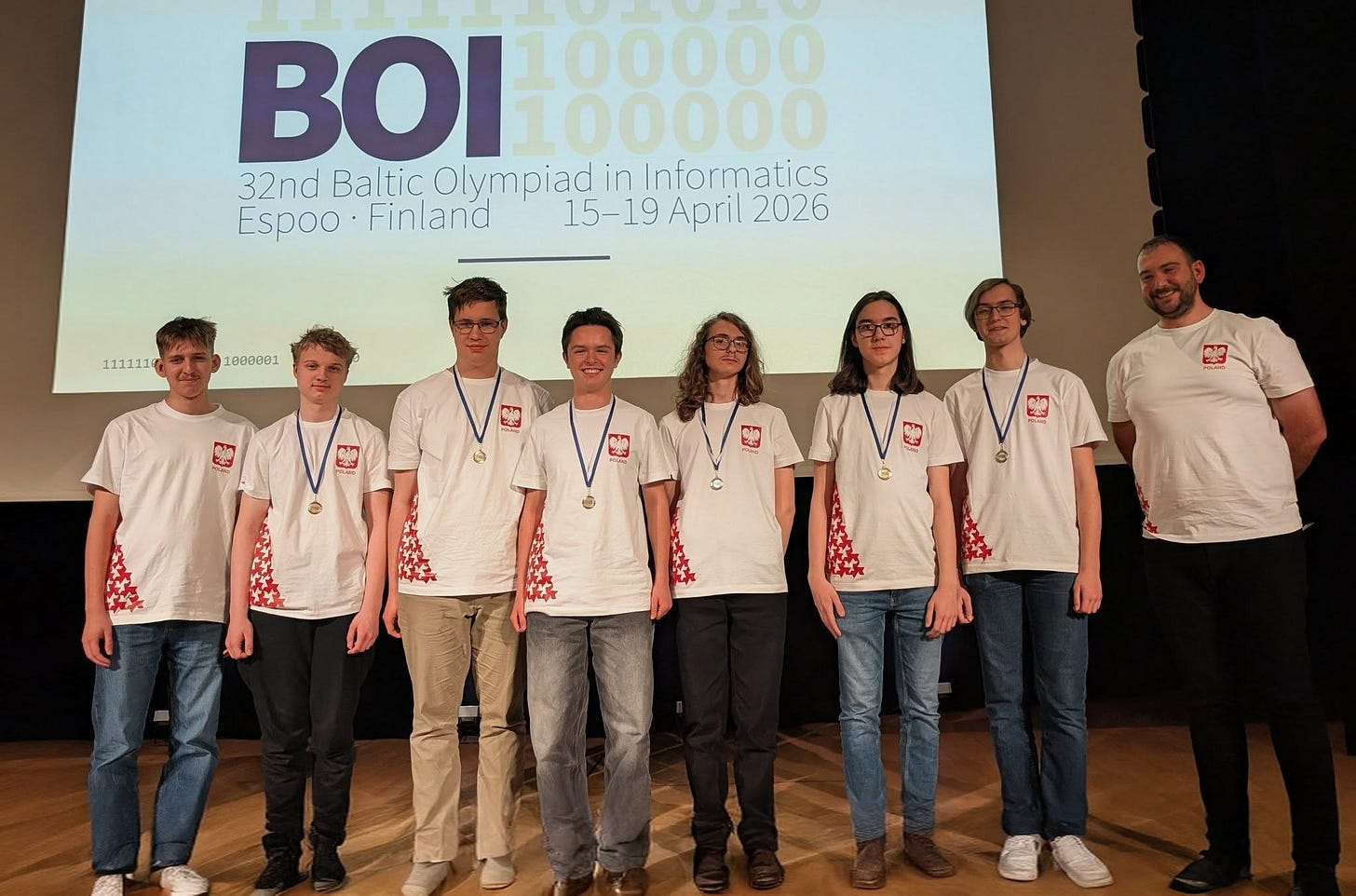 Może być zdjęciem przedstawiającym tekst „BOI BOHOOOOO 100000 100000 32nd Baltic Olympiad in Informatics Espoo Finland 15-19 April 2026 111111 1000001 학성 S9 ร๒ 1 場 葉球”