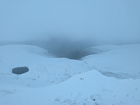 Sunset walk on Pen y Fan in winter with snow