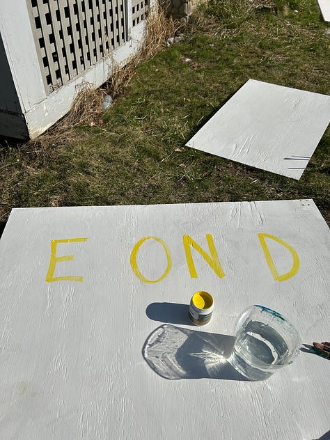 painting the diy lemonade stand