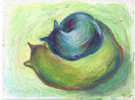 Gallery of "Cats After van Gogh" oil pastel sketches