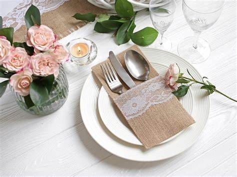 Burlap Silverware Holders Table Decor RusticSilverware | Etsy