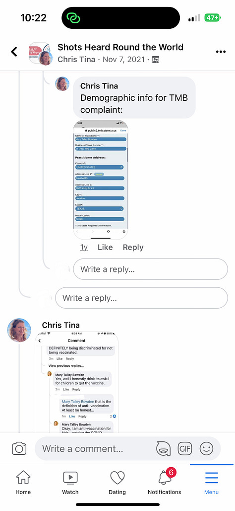 More from "Chris Tina", the alleged account of Dr. Christina Propst in "Shots Heard".