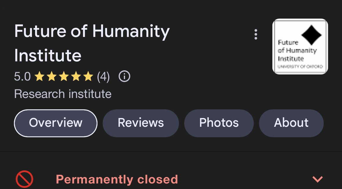 The Future of Humanity Institute Has Closed