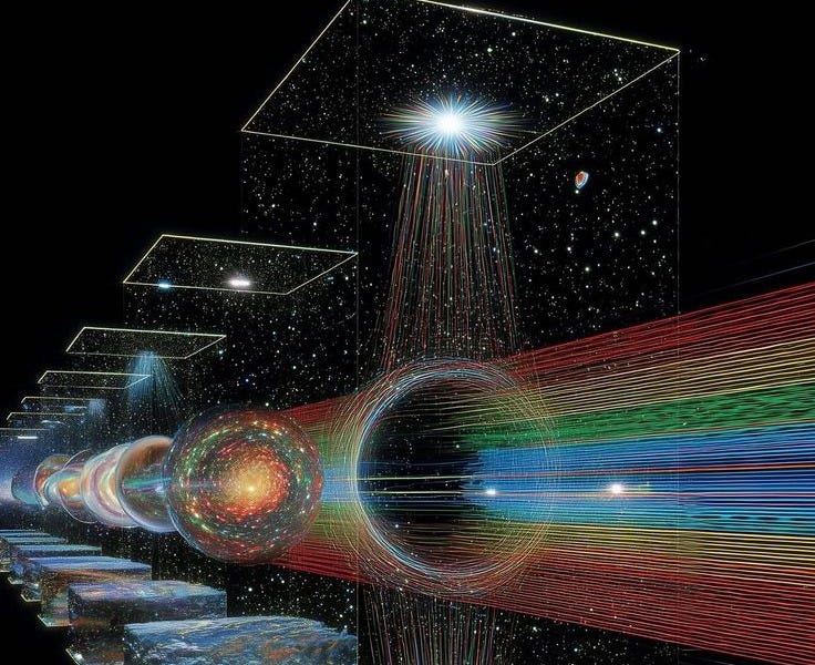 This may contain: an artist's rendering of the solar system with different colored lines and bright lights This may contain: an artist's rendering of the solar system with different colored lines and bright lights