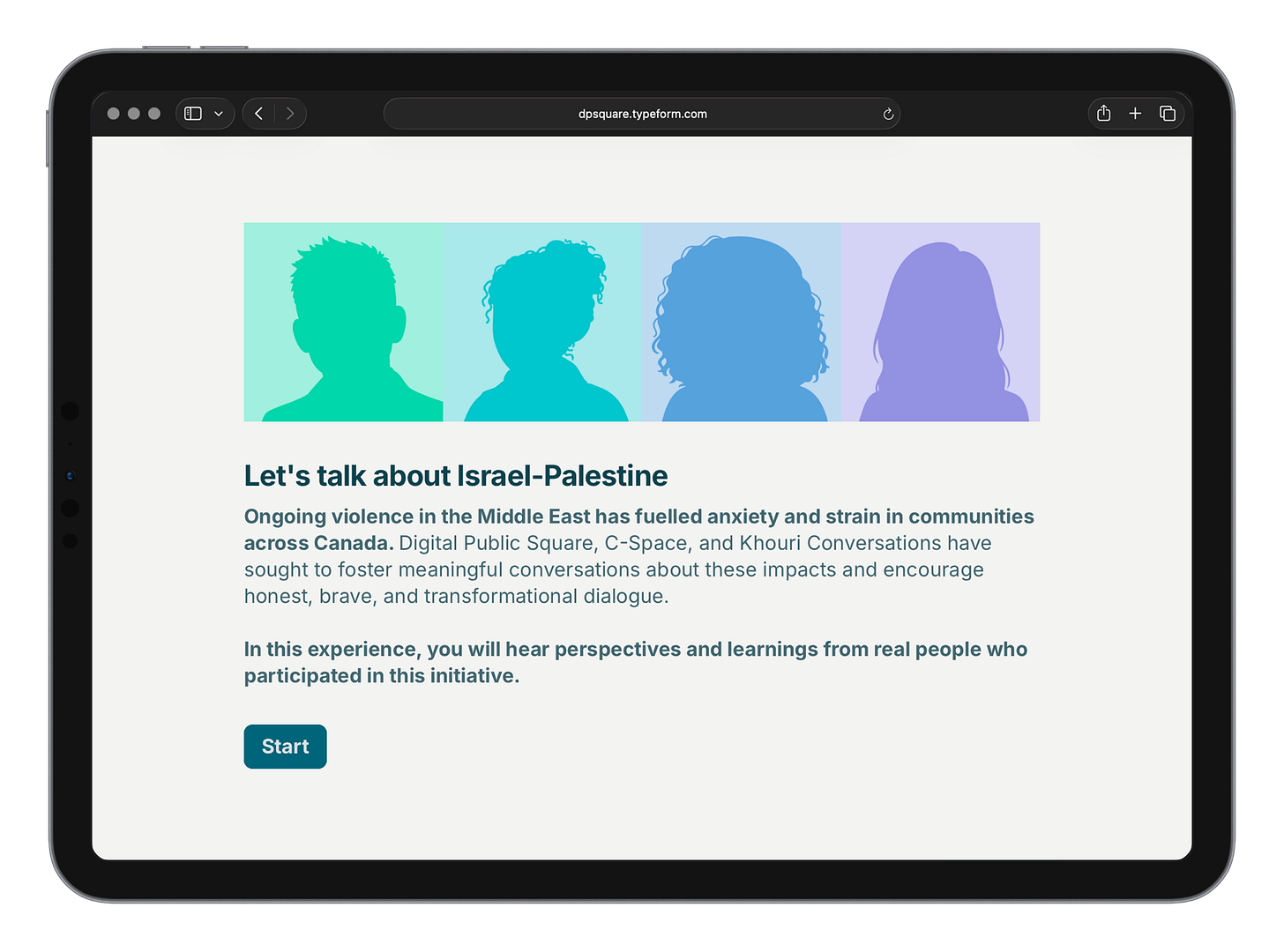 Screenshot of Voices starting page