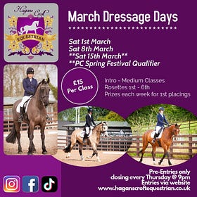 Forthcoming dressage at Hagans Croft