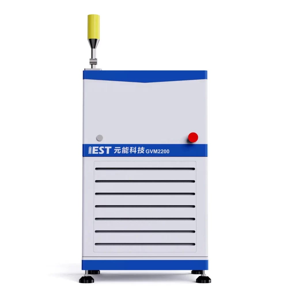 IEST GVM2200 In-Situ Battery Gassing Volume Analyzer - measures real-time cell volume expansion and gas evolution during lithium-ion battery formation at 20 to 85°C, dual-channel testing