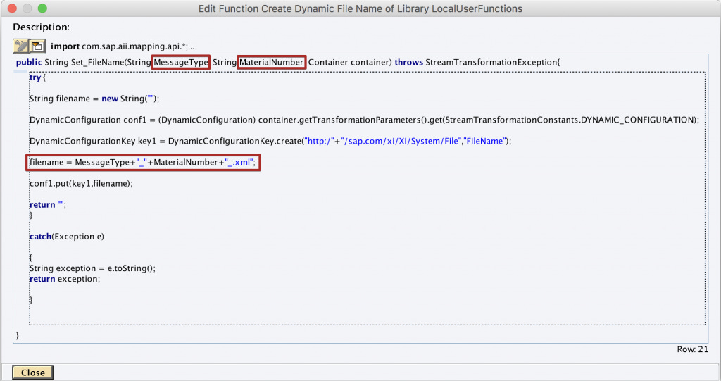 UDF java code to set file name