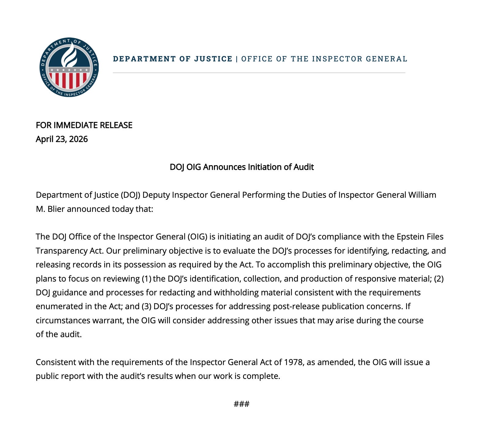 BREAKING: DOJ Inspector General Launches Major Investigation Into ...