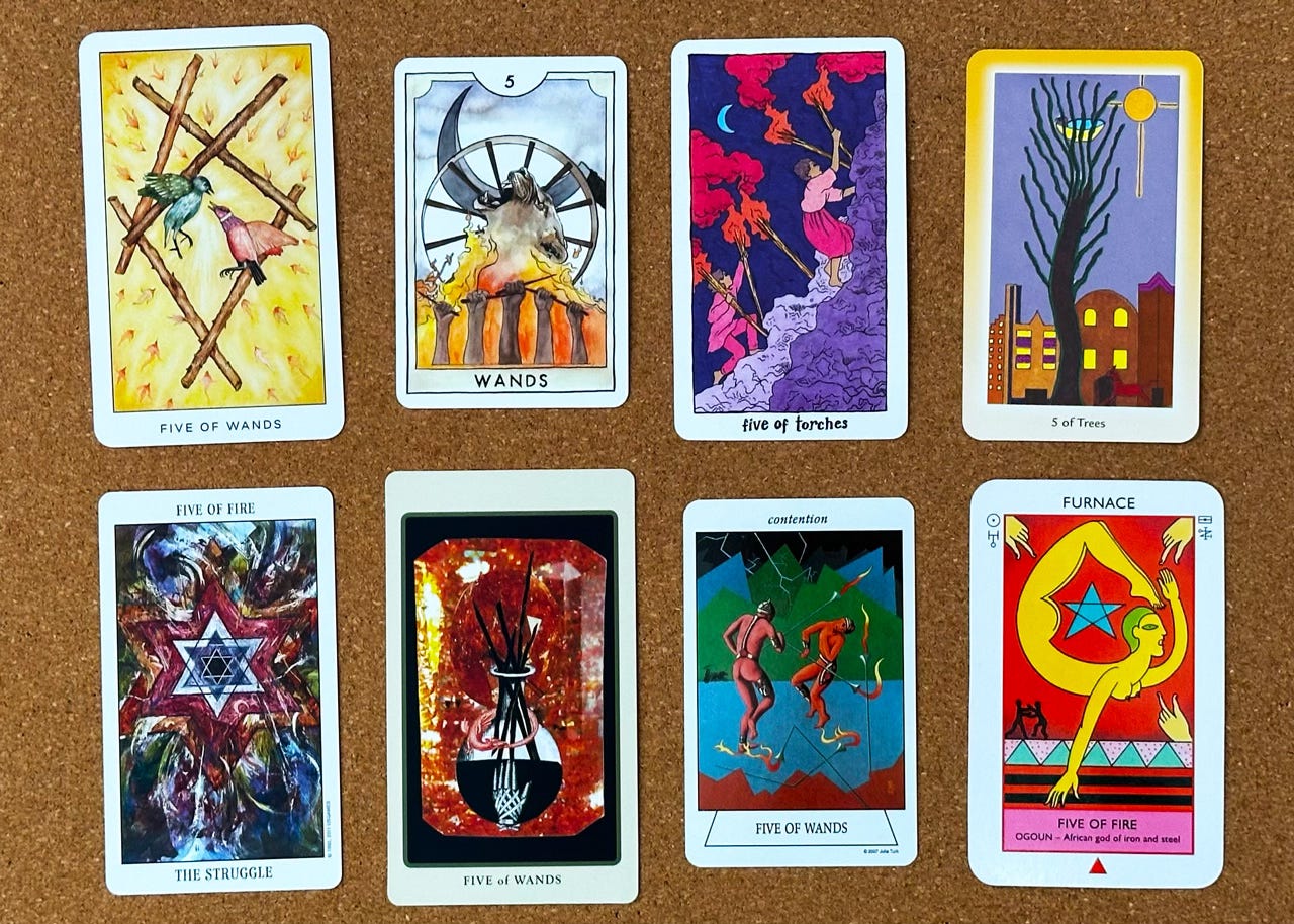 5 of Wands 🪄 - by Margy Thomas and Helen Sword