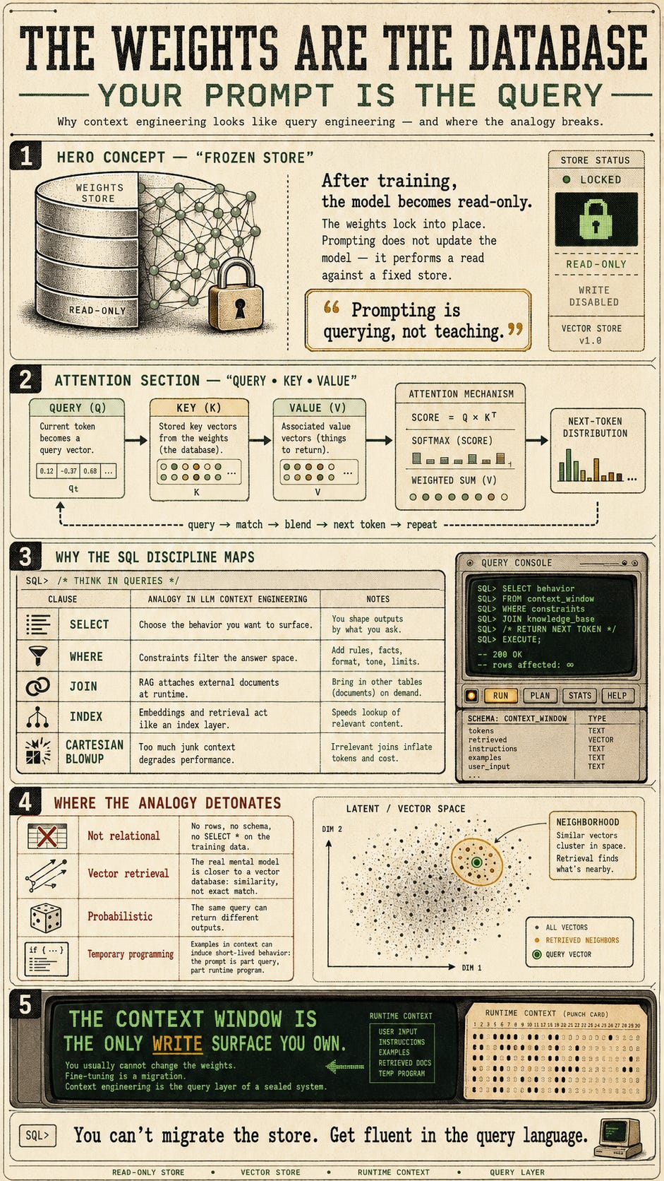 The Weights Are the Database. Your Prompt Is the Query.