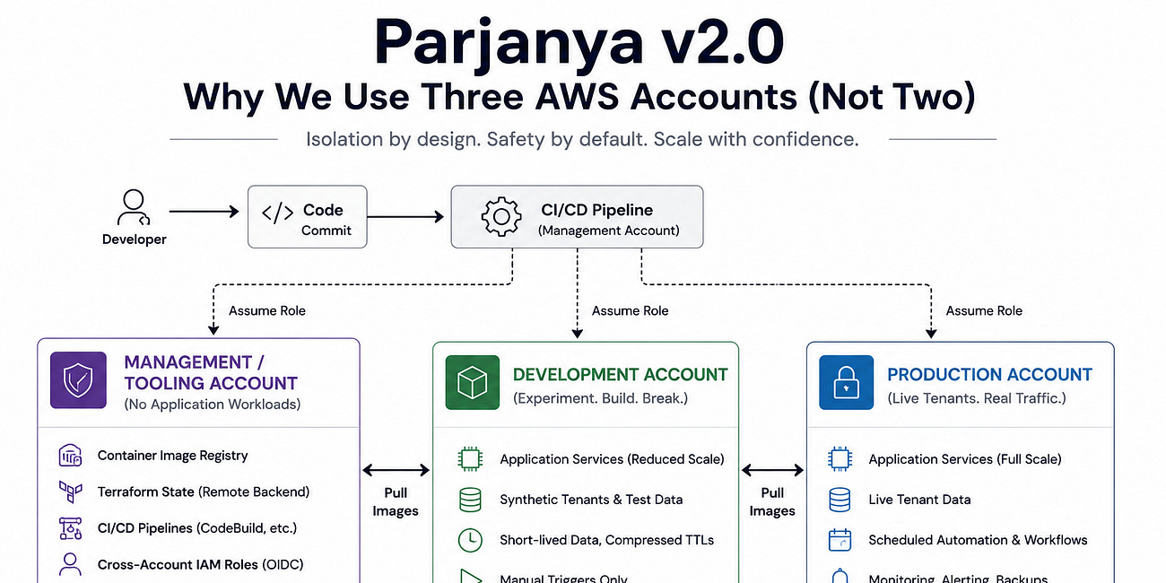 Why We Use Three AWS Accounts (Not Two) for Parjanya v2.0