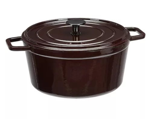 Amazon Basics Enameled Cast Iron Round Dutch Oven, 4.7L, Deep Cranberry - Picture 1 of 5