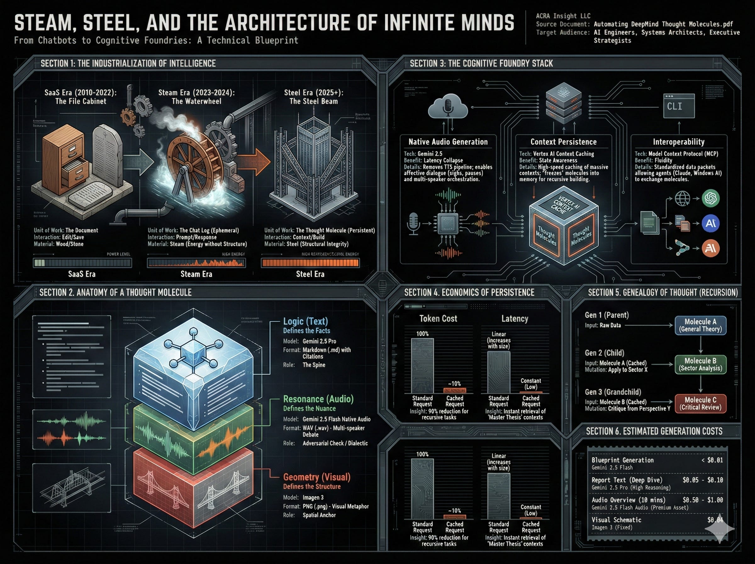 Steam, Steel, and the Architecture of Infinite Minds: making Google DeepMind Thought Molecules