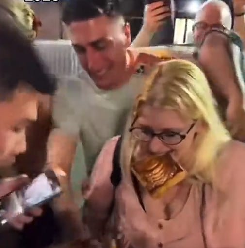 image of Taylor swift with Caption "Let then eat me leftovers.  Second image of people crowding over a barricade to get Taylor Swifts wedding leftovers