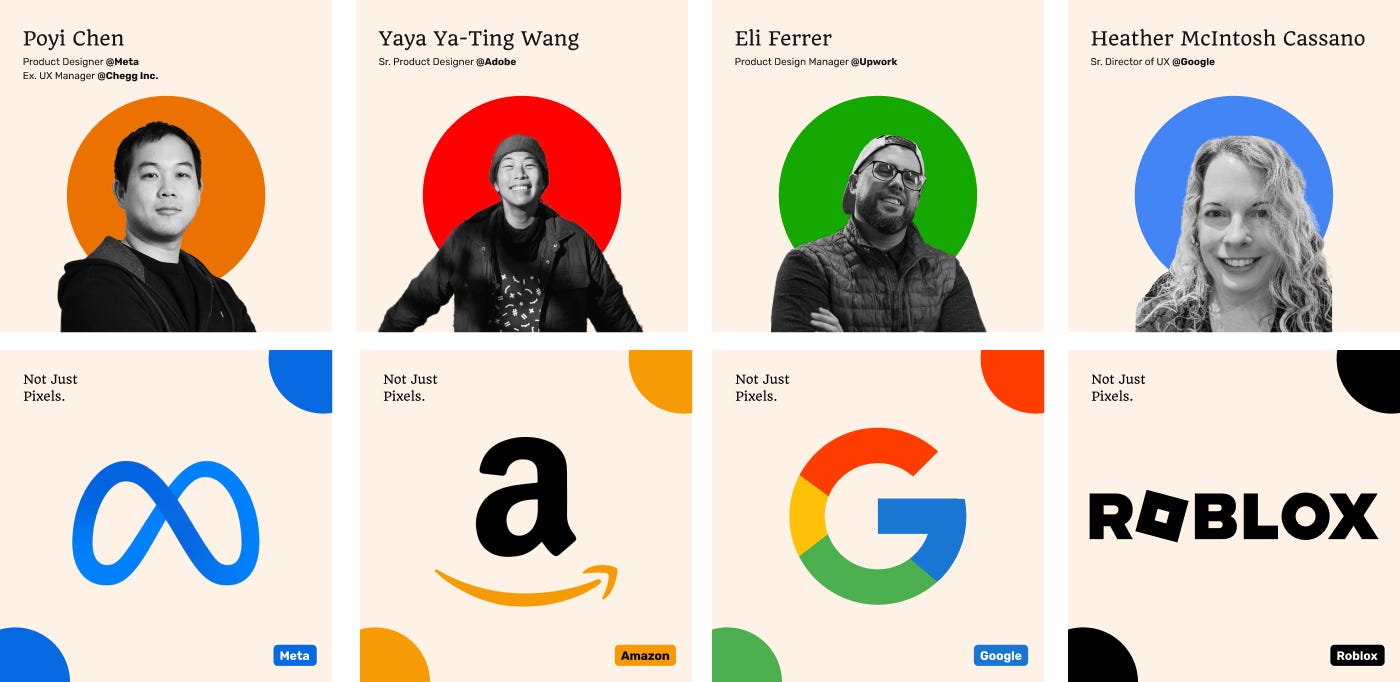 Eight graphics for different podcast episodes