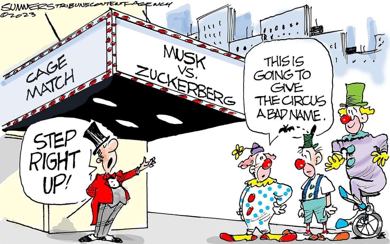 Editorial cartoon: Musk vs. Zuckerberg