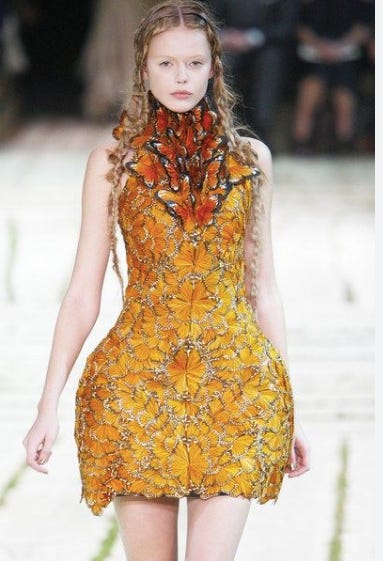 Alexander McQueen SS 2011 on display at the 2024 Met Gala and Exhibition, "Sleeping Beauties: Reawakening Fashion"
