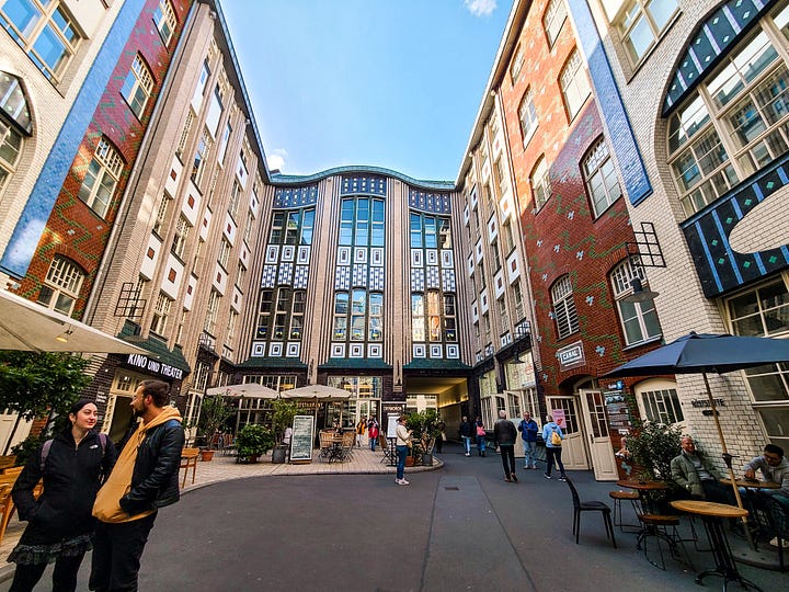 left: currywurst in all of its glory // right: plaza near Torstraße with Canal ice cream