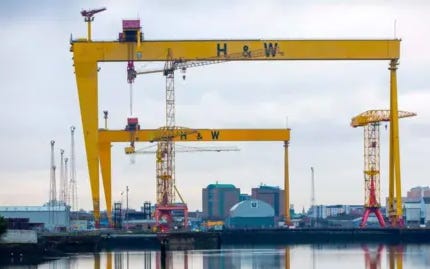 Getty Images The Harland & Wolff cranes in Belfast with the docklands in the forefront of the image