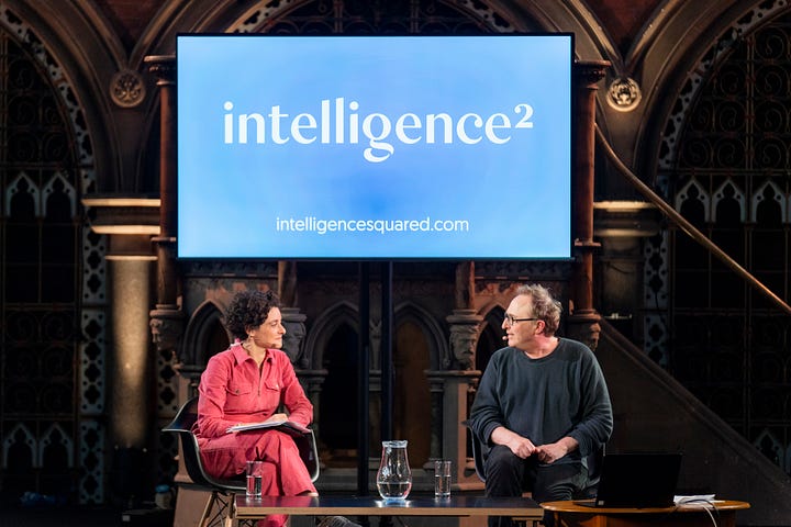 Jenny Kleeman and Jon Ronson at the Union Chapel for Intelligence Squared