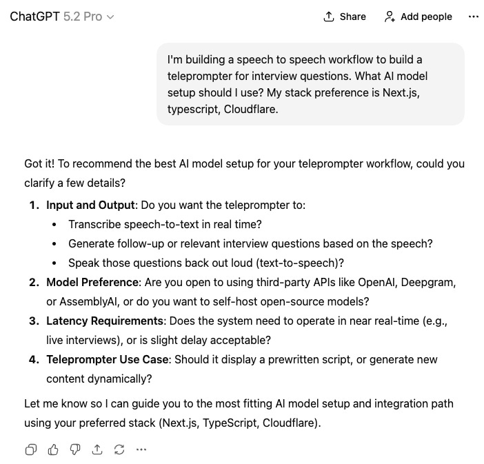 Example of ChatGPT 5.2 Pro equipped with “Deep research” asking clarifying questions / The Signal Newsletter