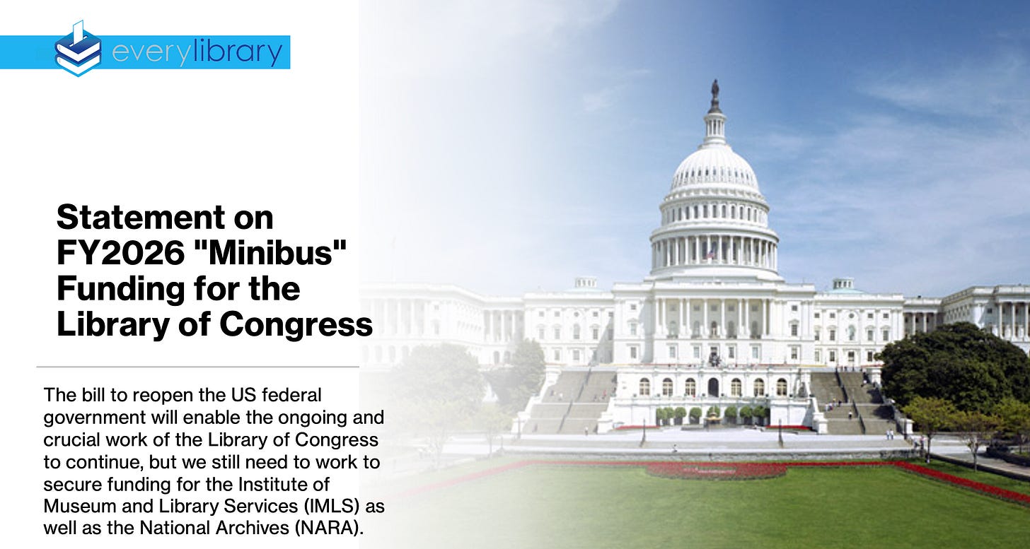 Statement on FY2026 "Minibus" Funding for the Library of Congress -  EveryLibrary