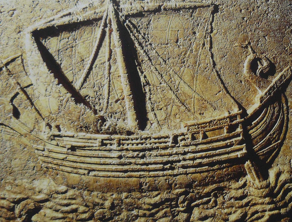 古代泥板画:腓尼基商船 古代泥板画:腓尼基商船