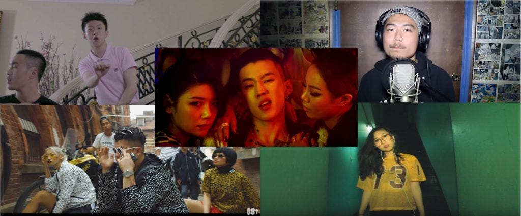 Asian rappers (counterclockwise from top left): Rich Chigga, Dumbfoundead, Awkwafina, Higher Brothers, and Jay Park (center) Asian rappers (counterclockwise from top left): Rich Chigga, Dumbfoundead, Awkwafina, Higher Brothers, and Jay Park (center)