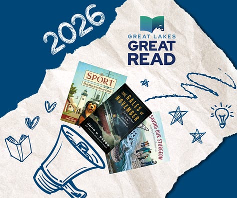 The Nature Generation and Library of the Great Lakes, reading SoS. WEMTA logo.