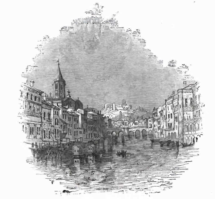 Woodcut Verona from Romeo and Juliet from the 1847 edition of The Illustrated Shakespeare