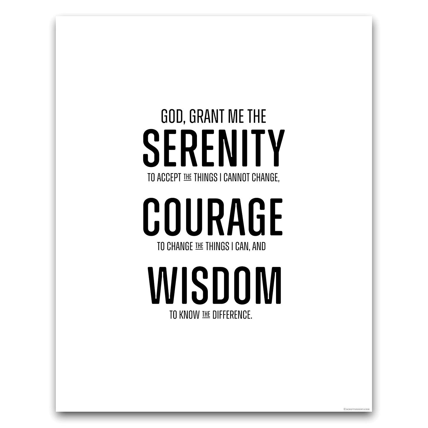 Amazon.com: Scriptionery Serenity Prayer Wall Art | Modern Affirmation Wall  Decor, 8x10 Unframed | Sobriety Gifts for Men and Women | Made in USA :  Home & Kitchen