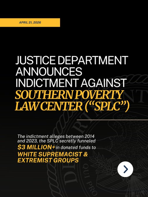 Justice Department announces indictment against Southern Poverty Law Center 