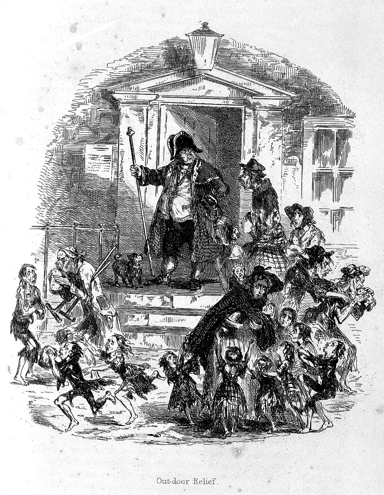 Handing out food at the door of the workhouse