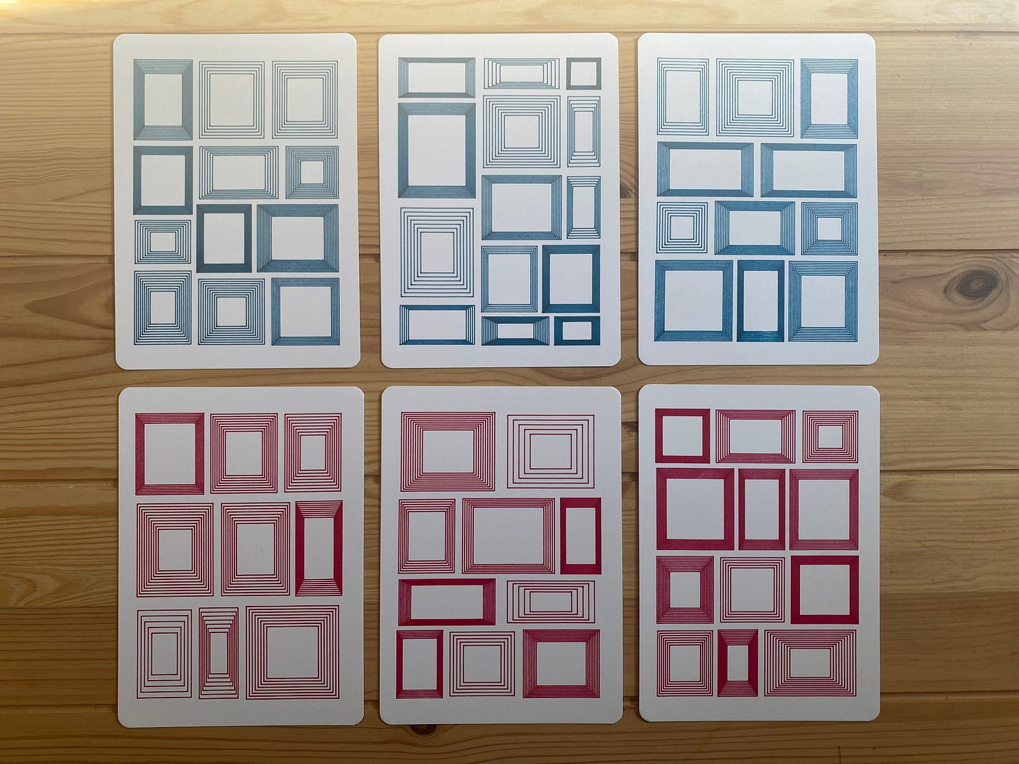 Generative print artwork showing framed compositions