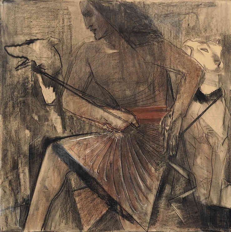 'Egyptische jachtknecht' - zwart en rood krijt op papier: Willem van Konijnenburg (herkomst: coll. Studio 2000) 'Egyptische jachtknecht' - zwart en rood krijt op papier: Willem van Konijnenburg (herkomst: coll. Studio 2000)