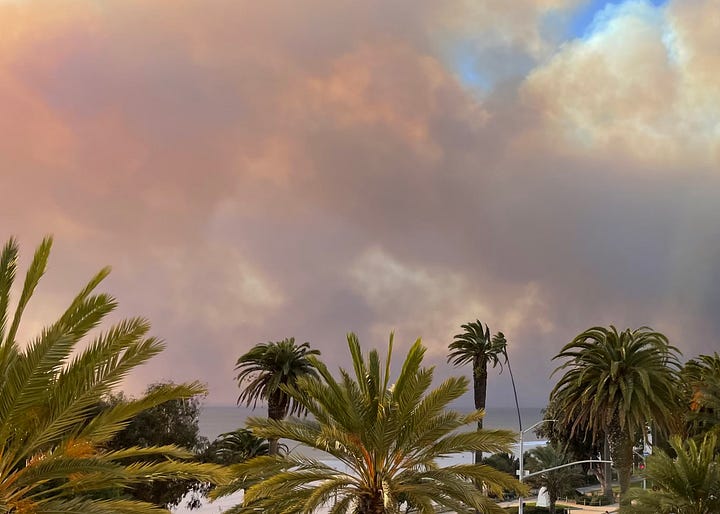 smoke sky and sun in Santa Monica from around 11a to 5p