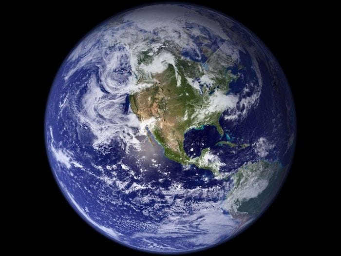 BLUE MARBLE: This spectacular 'blue marble' image is the most detailed true-color image of the entire Earth to date. Using a collection of satellite-based observations, scientists and visualizers stitched together months of observations of the land surface, oceans, sea ice, and clouds into a seamless, true-color mosaic of every square kilometer (0.4 square miles) of our planet. Much of the information contained in this image came from NASA’s Moderate Resolution Imaging Spectroradiometer (MODIS) onboard the Terra satellite. Visualization date: August 2, 2002.