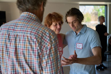 One on one conversations between trainees and learners in a studio