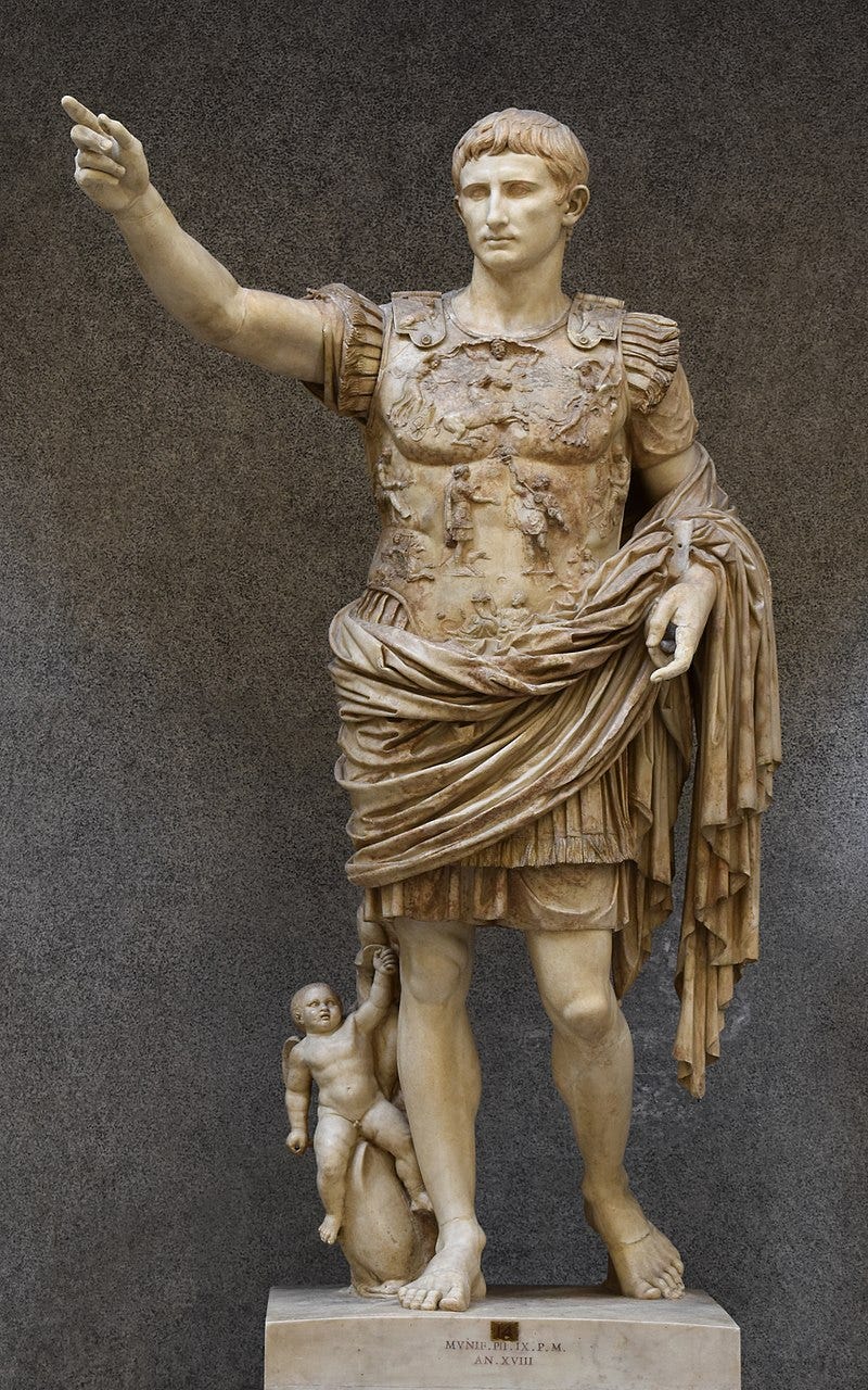 Augustus of Prima Porta, statue of the emperor Augustus, 1st century AD, Vatican Museums Augustus of Prima Porta, statue of the emperor Augustus, 1st century AD, Vatican Museums