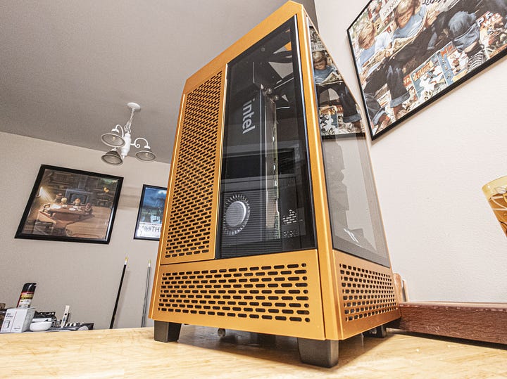 Henen-nesw, built and photographed on the butcherblock table.