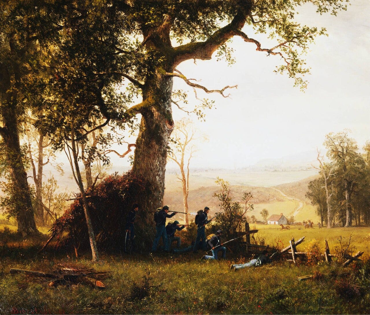 Albert Bierstadt, Guerrilla Warfare, Picket Duty in Virginia, 1862 Albert Bierstadt, Guerrilla Warfare, Picket Duty in Virginia, 1862