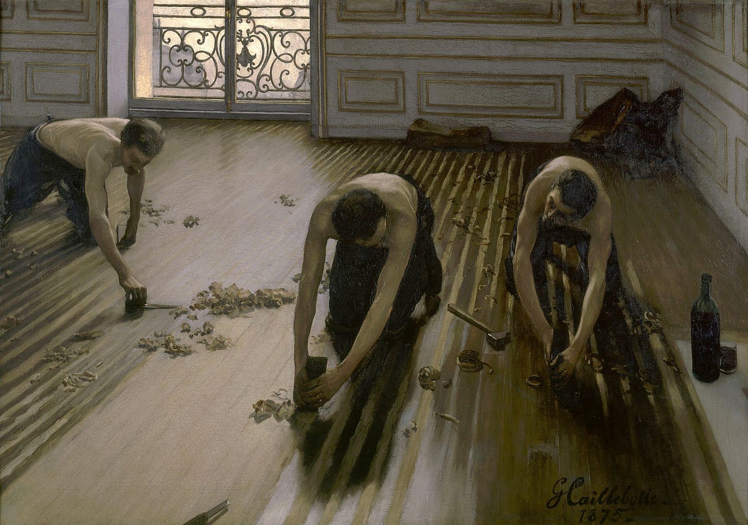 Caillebotte's The Floor Planer's, described in text