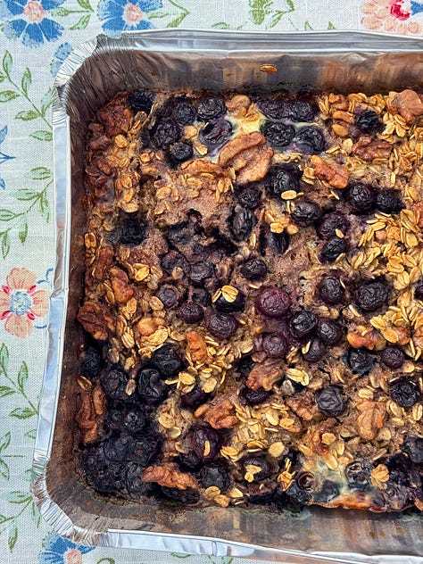 Blueberry baked oatmeal casserole, carrot cake baked oatmeal breakfast bites, mixed berry oat crumble