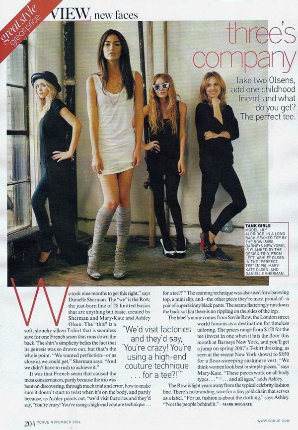 OLSENS ANONYMOUS BLOG MKA MARY KATE AND ASHLEY FASHION STYLE BLOG VOGUE MAGAZINE THE ROW ARTICLE NOVEMBER 2006  BLACK BOWLER HAT T SHIRT ANKLE ZIP ZIPPER JEANS HEELS TWO TWO BLACK WHITE CAP TOE HEELS WHITE RAY BAN WAYFARER SUNGLASSES TANK DRESS TIGHTS LONG VEST GILET MODEL LILY ALDRIDGE 2 photo OLSENSANONYMOUSBLOGMKAVOGUETHEROWARTICLENOVEMBER20062.jpg