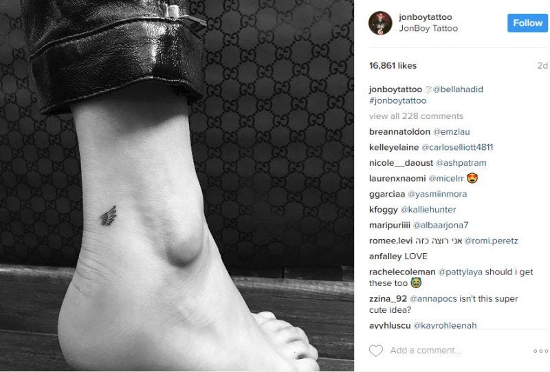 bella hadid tat from jonboy tattoo bella hadid tat from jonboy tattoo