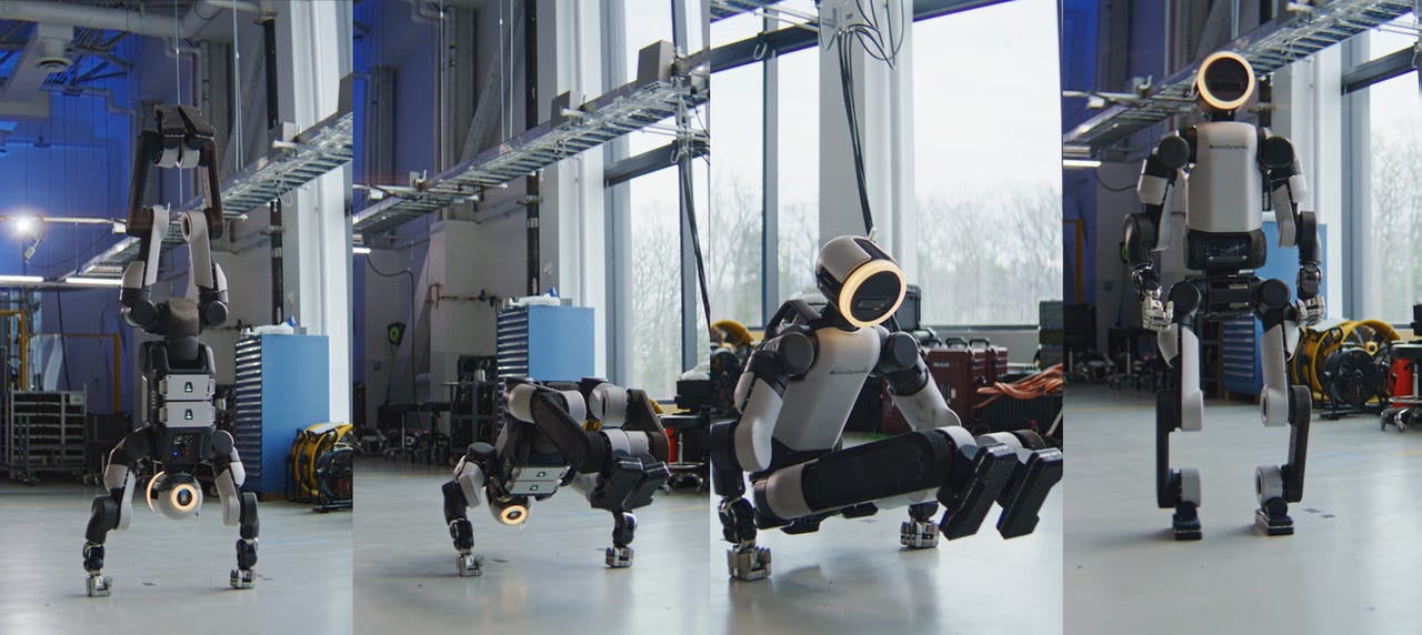 Atlas, Boston Dynamics' humanoid robot, performs a handstand and "L-sit". (Hyundai Motor Group)