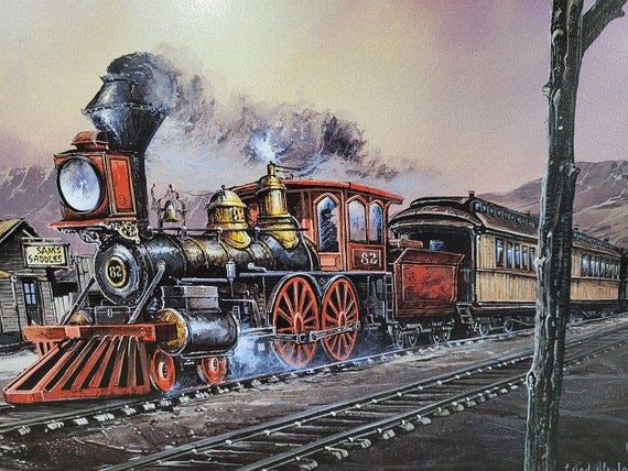 Train Print, Steam Locomotive, Vintage Lithograph, Blaylock - #82 Rollin  Thru Tin Sign - Nostalgic Vintage Metal Wall Decor, Ted Blaylock - Etsy