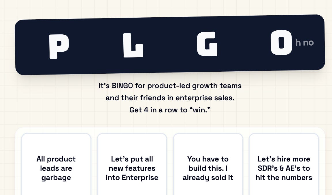 Congrats, your sales problems in PLG are completely unoriginal