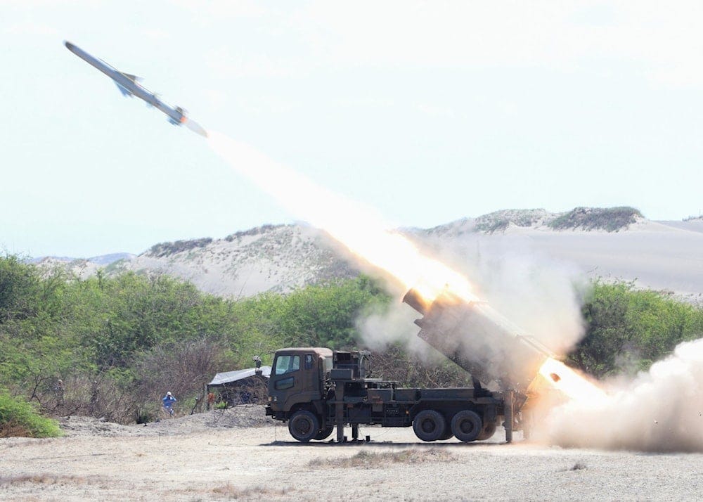 Japan's Type 88 missile system fires during a joint military exercise dubbed 
